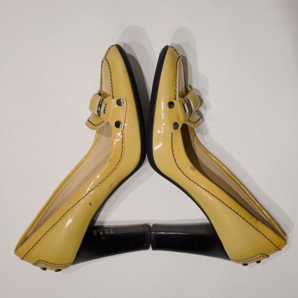 Tod’s Made in Italy Light Yellow Beige Patent Leather Heels Women Size 8 - Picture 16 of 16